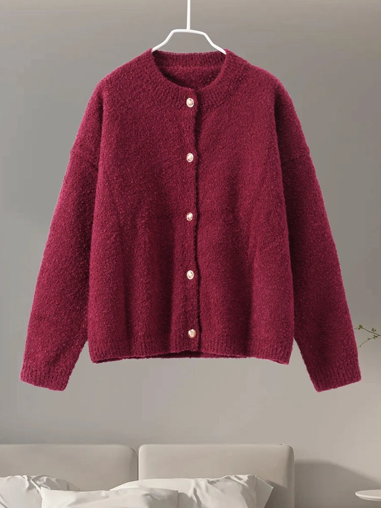 Cardigan Femme Col Rond Boutonné