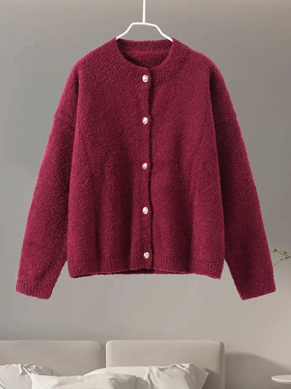 Cardigan Femme Col Rond Boutonné