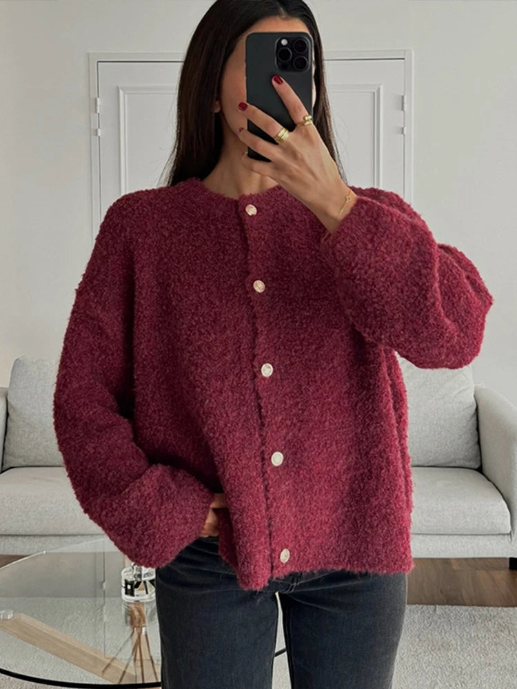 Cardigan Femme Col Rond Boutonné