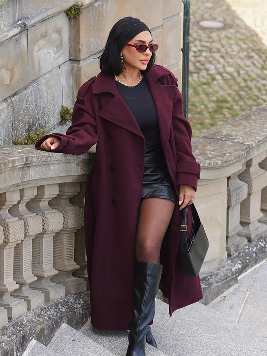 Manteau Long Bordeaux Élégance Classique