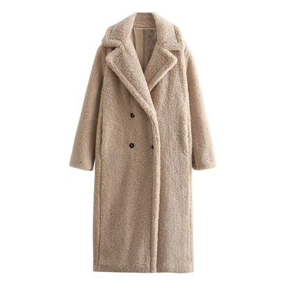 Manteau Long Chic en Laine Mélangée pour Femme