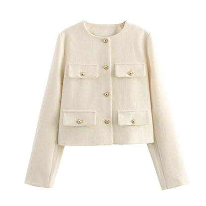 Manteau Classique à Boutons Décoratifs